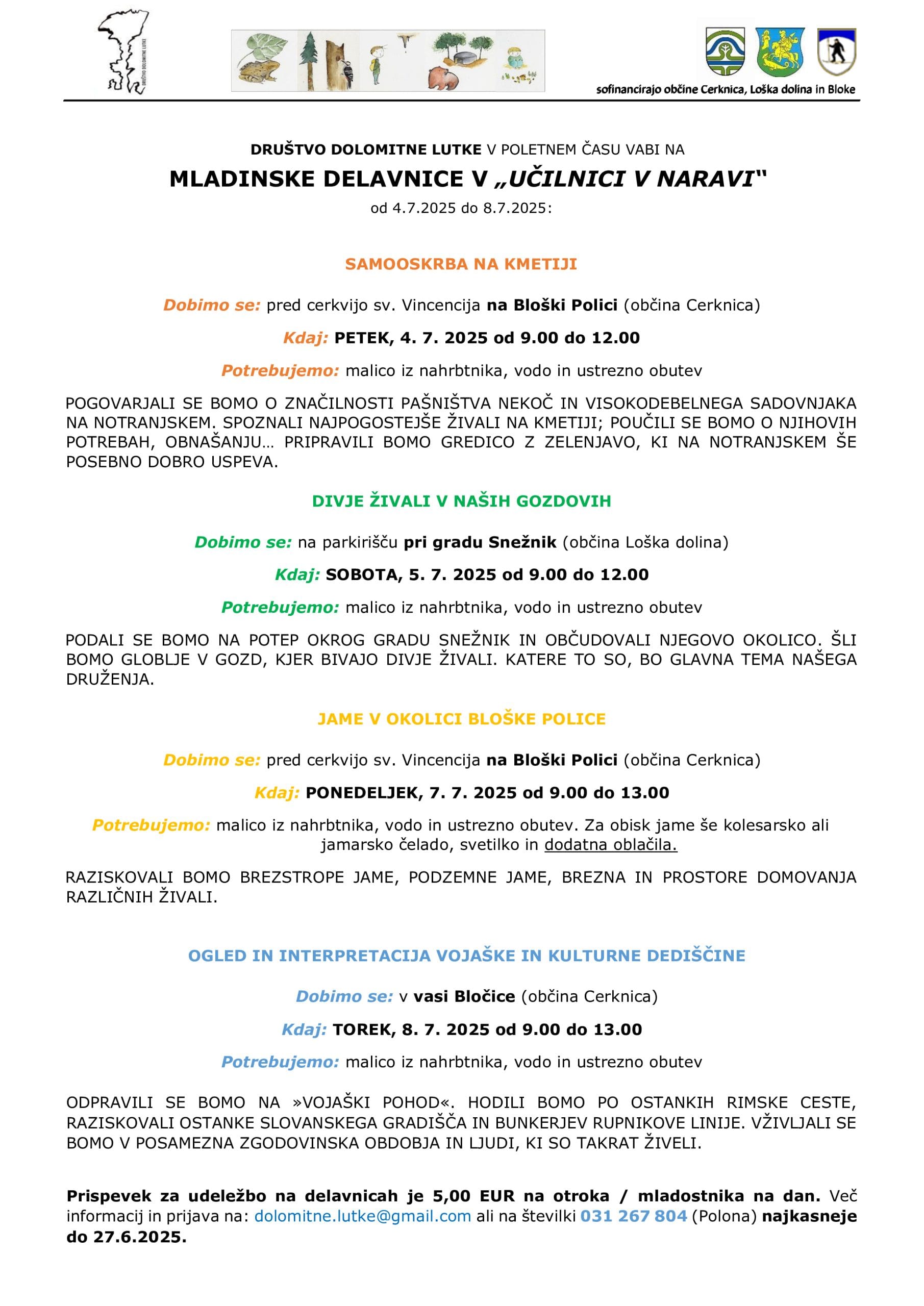 Mladinske delavnice v "učilnici v naravi"