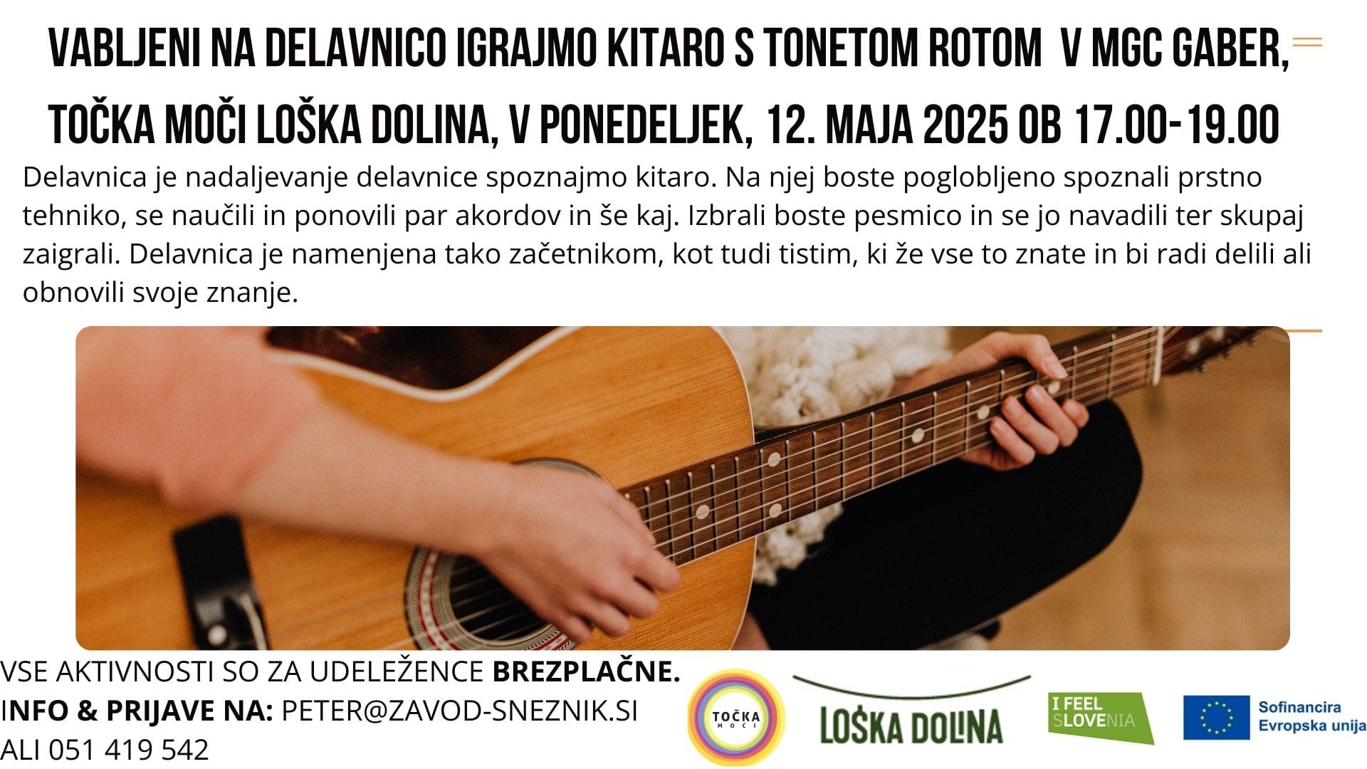 Delavnica Igrajmo kitaro s Tonetom Rotom