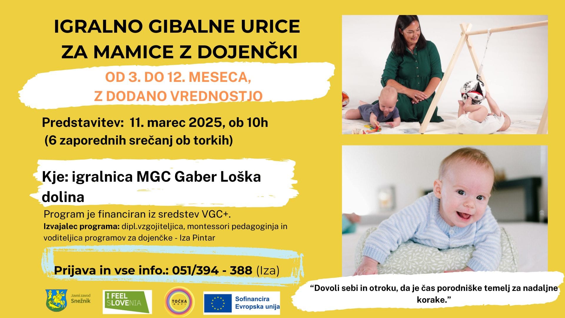 Gibalne urice za mamice z dojenčki