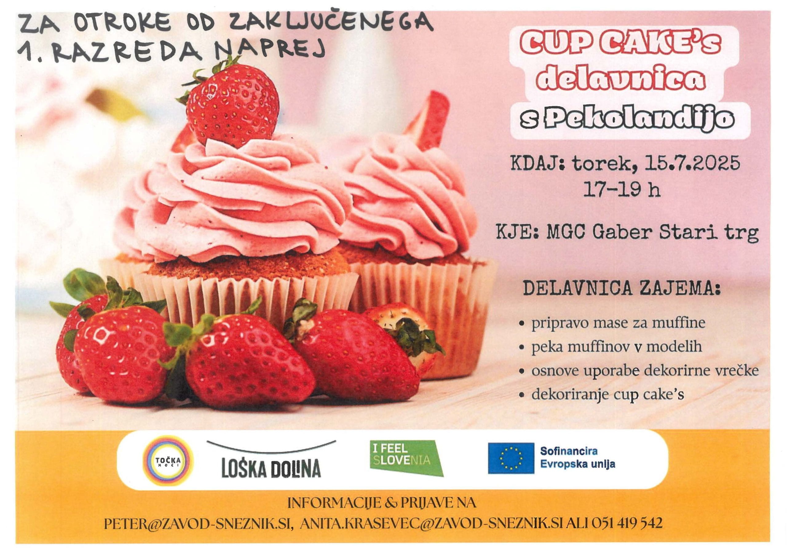 CUP CAKE's delavnica s Pekolandijo