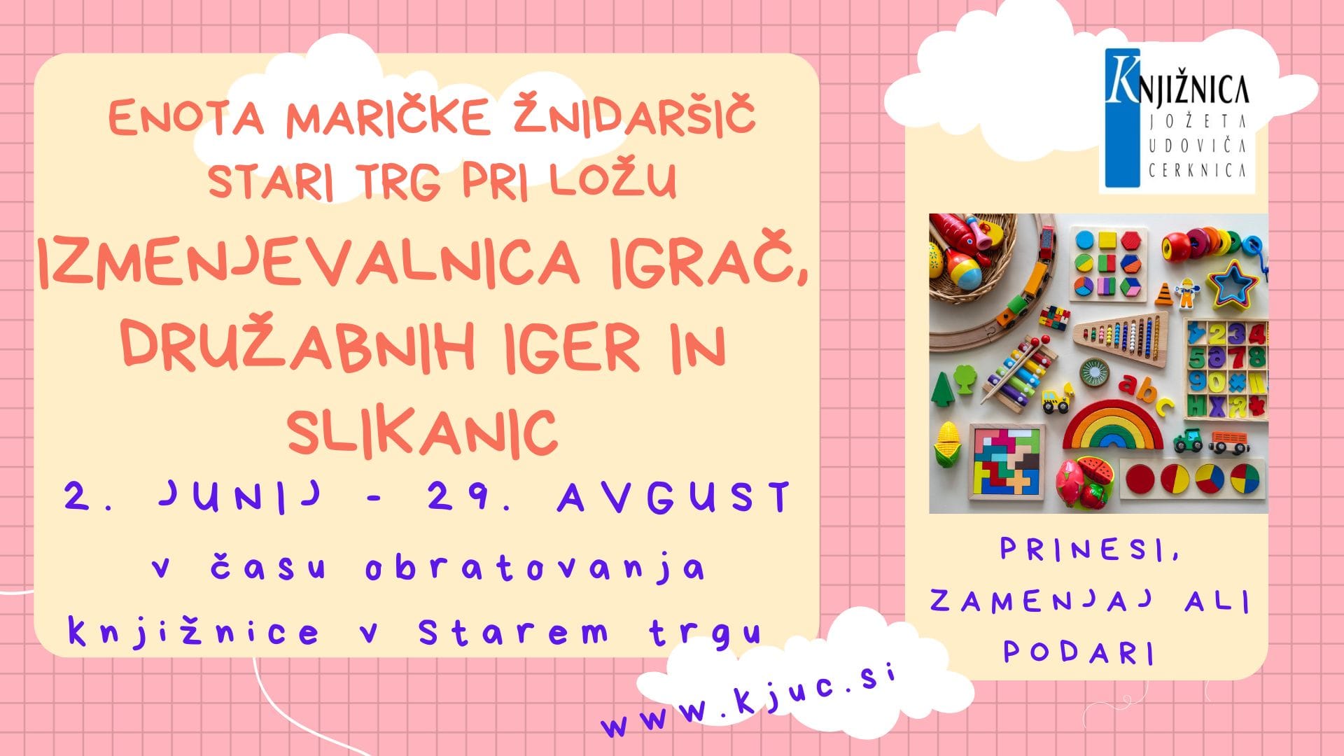 Izmenjevalnica igrač, družabnih iger in slikanic v knjižnici Stari trg