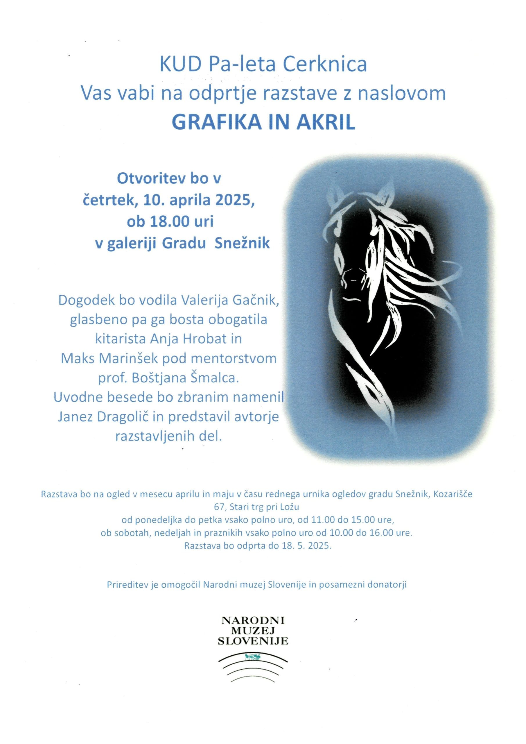 Otvoritev razstave KUD Pa-leta Cerknica Grafika in akril