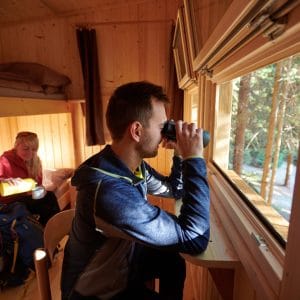 Notranjost opazovalnice - Opazovanje živali preko noči